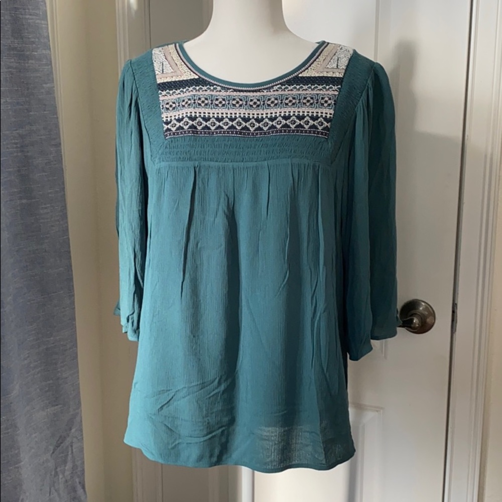 Pale Sky embroidered detail blouse Medium